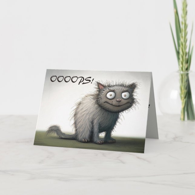 Carte Chat Coupable Modifiable a Manqué un Anniversaire (Devant)