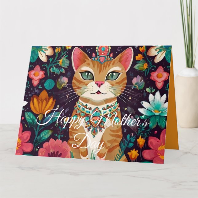 Carte Chat couronné orné de bijoux (Devant)