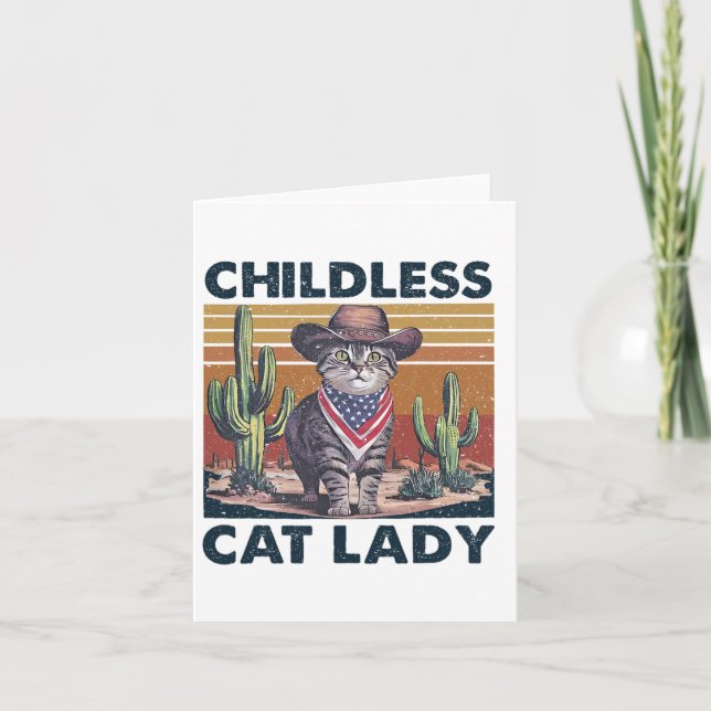 Carte Chat Cowboy Sans Enfant Dame De Chat Pour L'Électi (Devant)