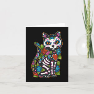 Carte Chat Crâne de Sucre Mexique Calavera Dia De Los Mu