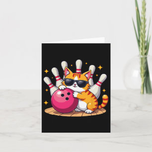 Carte Chat Cute Avec Chat Sungles Jouant Au Bowling Pour