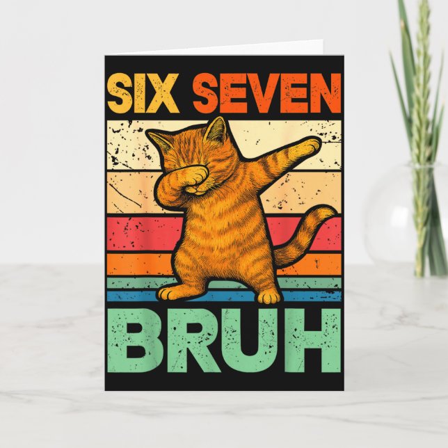 Carte Chat Dabbing Bruh 67 Mème 6 7 Six Sept  (Devant)