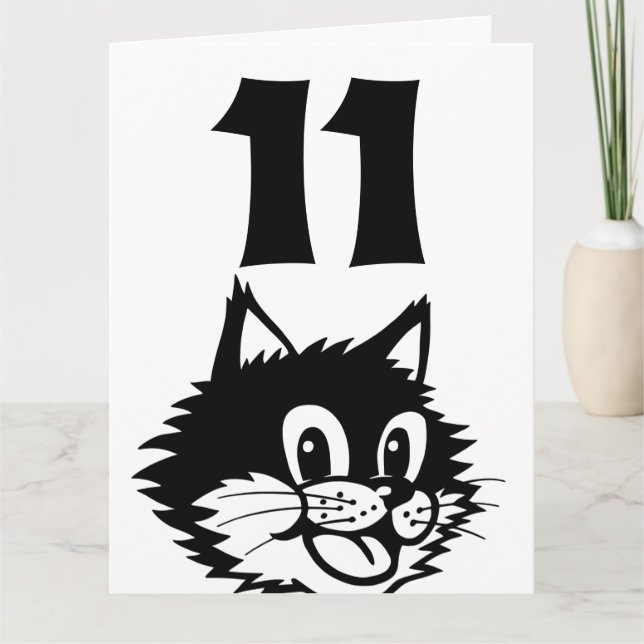 CARTE CHAT D'ANNIVERSAIRE 11 ANS (Devant)