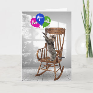 Carte Chat d'anniversaire avec ballons