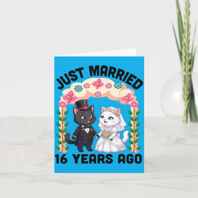 Carte Chat d'anniversaire de mariage il y a 16 ans (Devant)