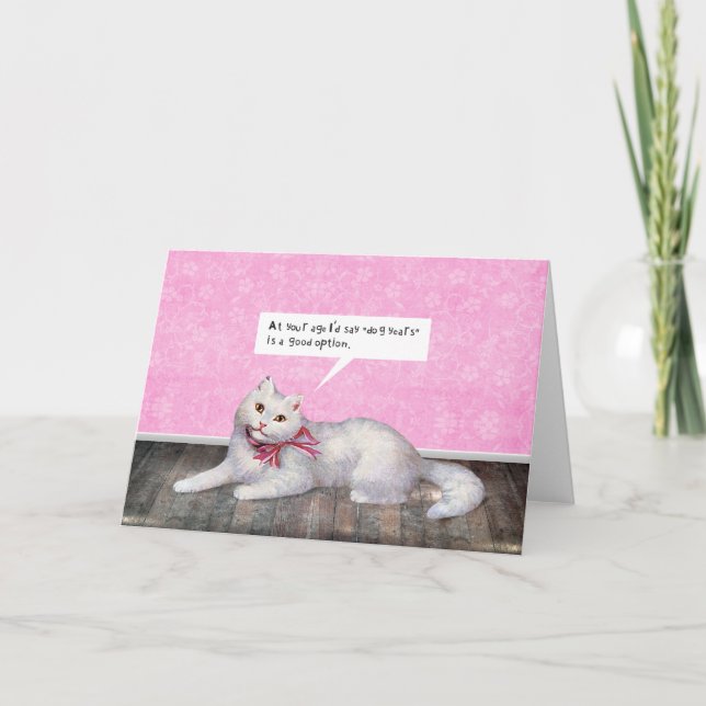 Carte Chat d'anniversaire heureux (option années de chie (Devant)