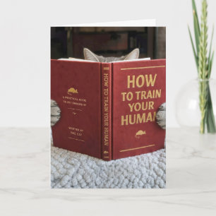 Carte Chat d'anniversaire lisant un livre sur la formati