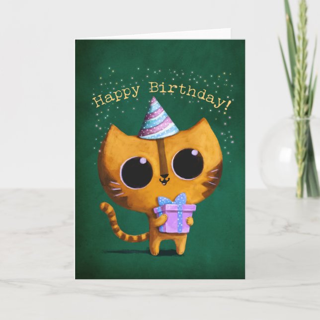 Carte Chat d'anniversaire mignon (Devant)