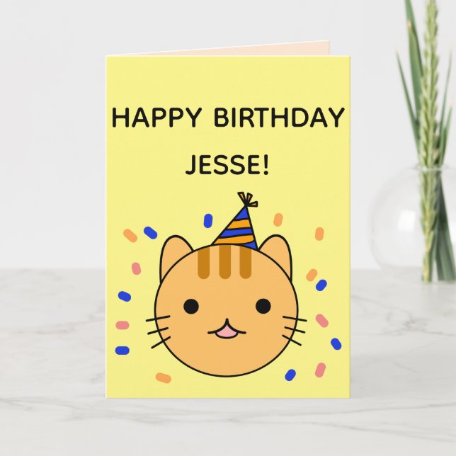 Carte Chat d'anniversaire | Orange Chat Joyeux Anniversa (Devant)