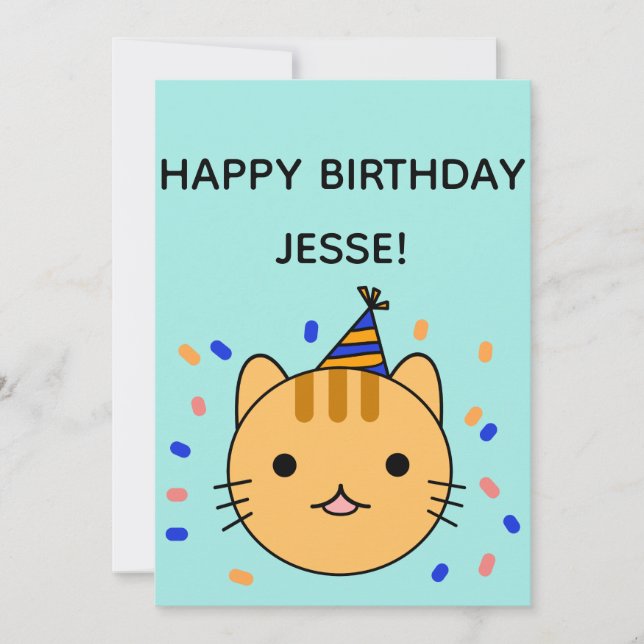 Carte Chat d'anniversaire | Orange Chat Joyeux Anniversa (Devant)