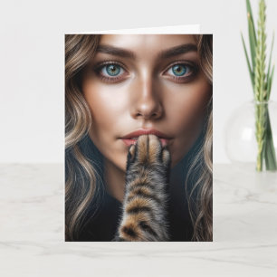 Carte Chat d'Anniversaire Paw sur les lèvres des femmes