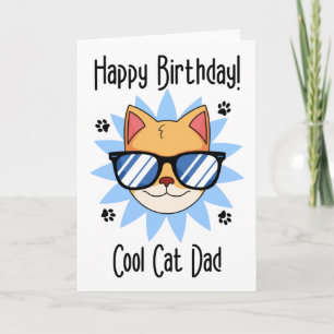 Carte Chat d'anniversaire portant des lunettes de soleil