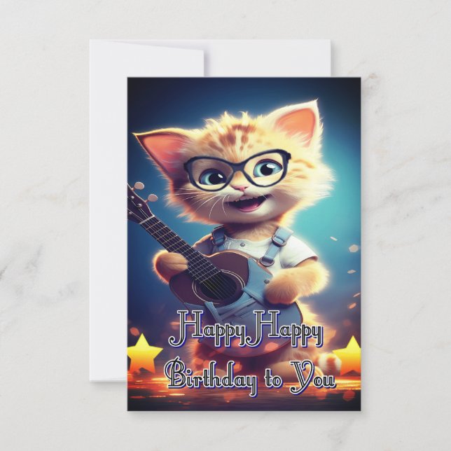 Carte Chat d'anniversaire très heureux (Devant)