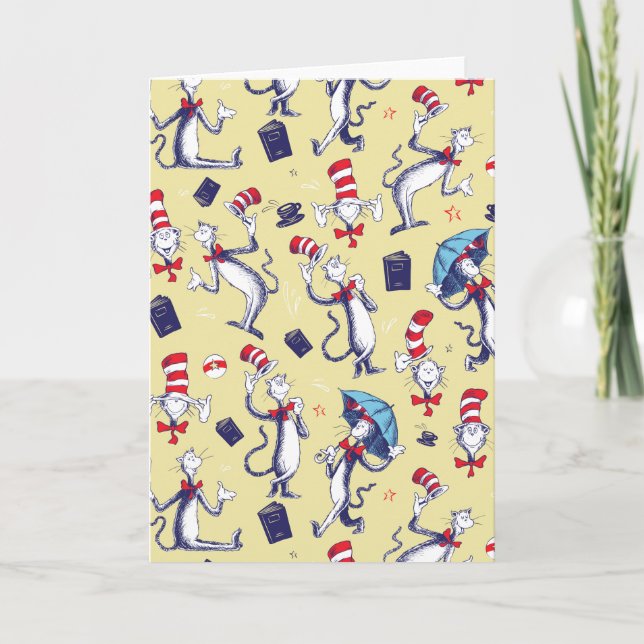 Carte Chat dans le chapeau | motif jaune (Devant)