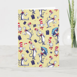 Carte Chat dans le chapeau motif jaune