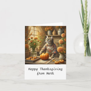 Carte Chat d'automne aux fleurs Saison d'automne Thanksg