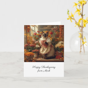 Carte Chat d'automne aux fleurs Saison d'automne Thanksg