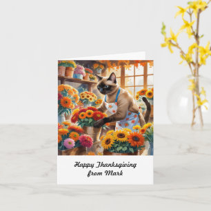 Carte Chat d'automne aux fleurs Saison d'automne Thanksg