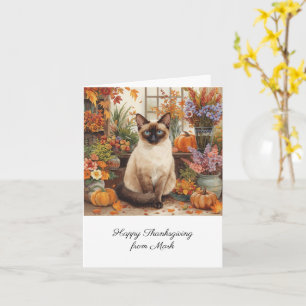 Carte Chat d'automne aux fleurs Saison d'automne Thanksg
