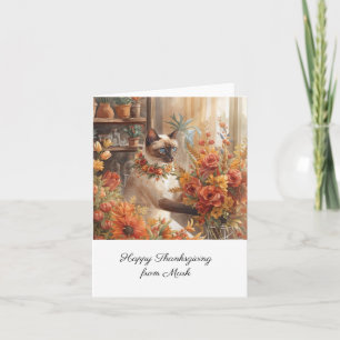 Carte Chat d'automne avec fleurs Saison Automne Action d