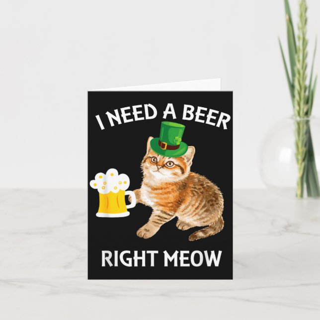 Carte Chat de bière irlandais drôle de la Saint-Patrick  (Devant)