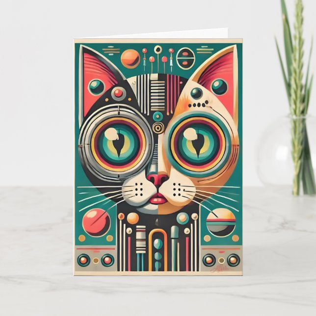 Carte Chat de circuit rétro-futuriste du milieu du siècl (Devant)