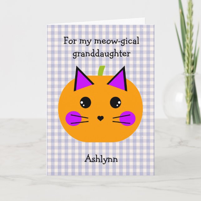 Carte Chat de citrouille violet Maze Halloween petite-fi (Devant)