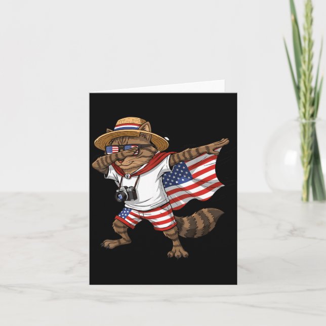 Carte Chat de drapeau américain rouge blanc bleu patriot (Devant)