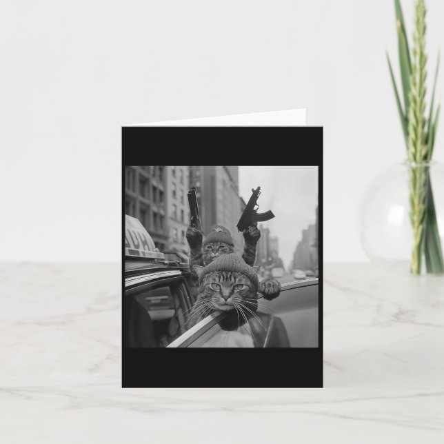 Carte Chat de gangster drôle Thug Meme Street Amoureux C (Devant)