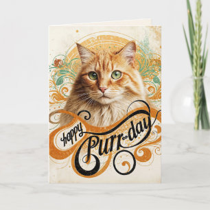 Carte Chat de gingembre d'anniversaire Abstrait