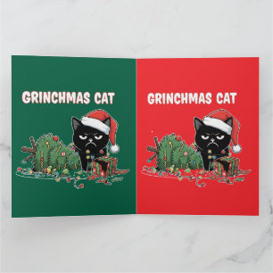 Carte Chat de Grinchmas drôle   Noël de chat noir grinch