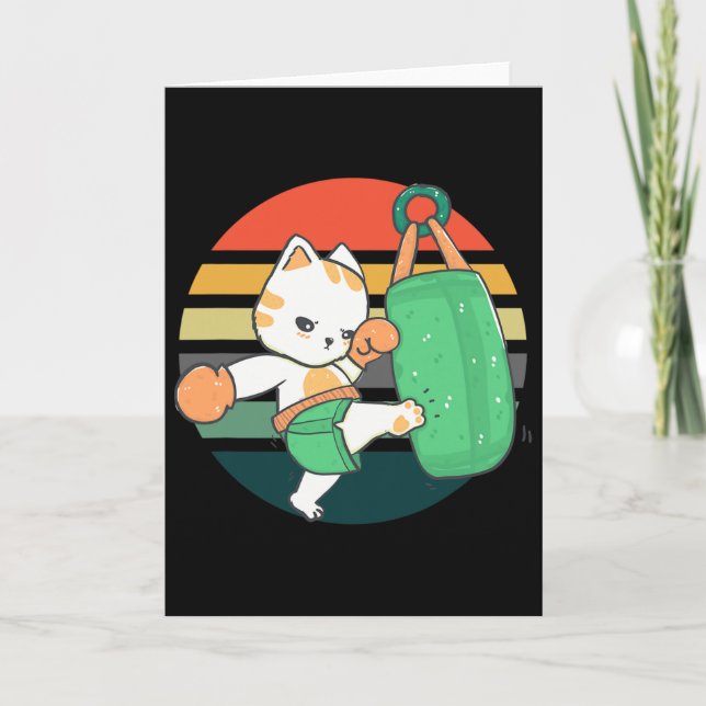 Carte Chat de kickboxing Hommes Femmes Enfants  (Devant)