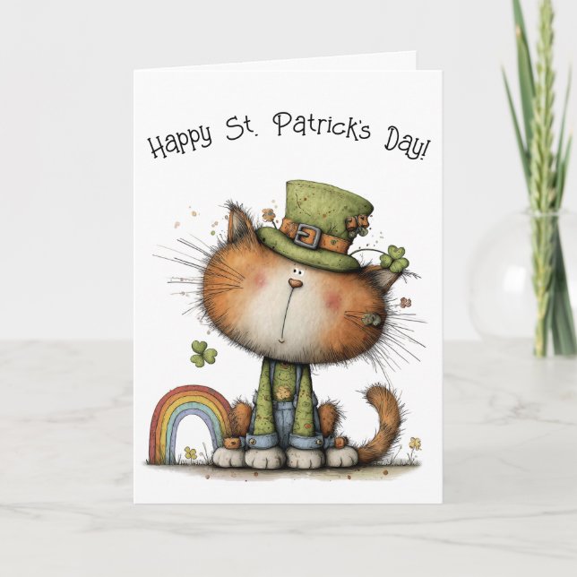 Carte Chat de la Saint-Patrick fantaisiste et joyeux (Devant)