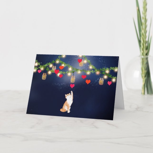 Carte Chat de la Saint-Valentin avec des cœurs et des po (Devant)