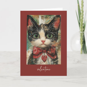Carte Chat de la Saint-Valentin Fantaisiste et Peint ave