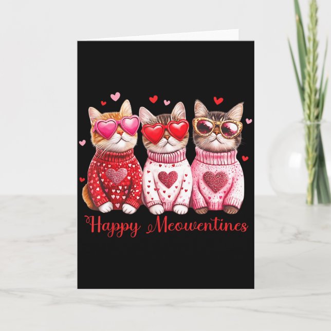 Carte Chat de la Saint-Valentin Joyeux Meowentines Cœur  (Devant)