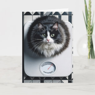 Carte Chat de l'humour de perte de poids sur une balance