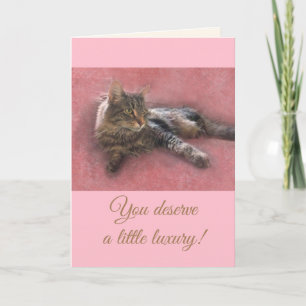 Carte Chat De Luxe À L'Anniversaire Rose