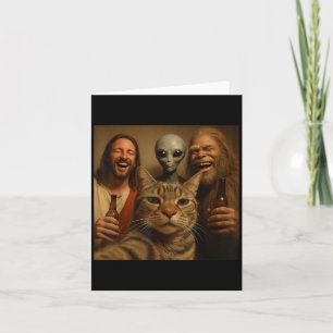 Carte Chat de Noël amusant Selfie Bigfoot Un Alien &
