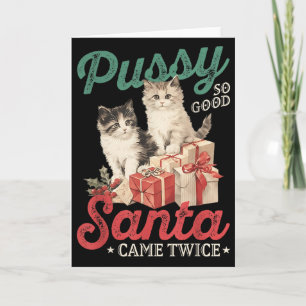 Carte Chat de Noël coquin graphique humour de farce drôl