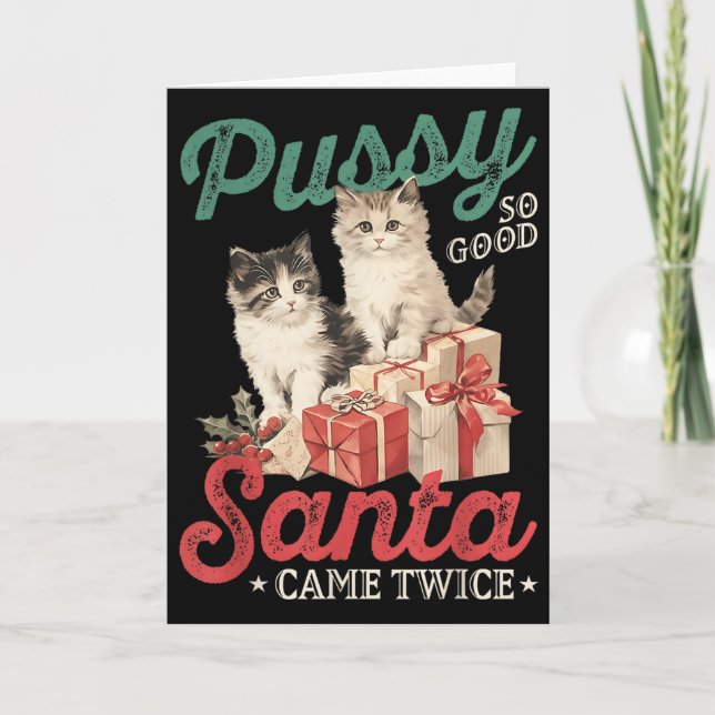 Carte Chat de Noël coquin graphique humour de farce drôl (Devant)