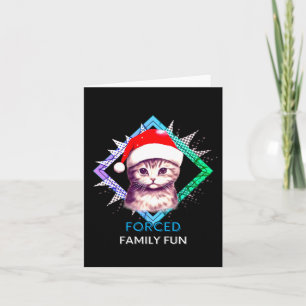 Carte Chat de Noël de plaisir familial forcé