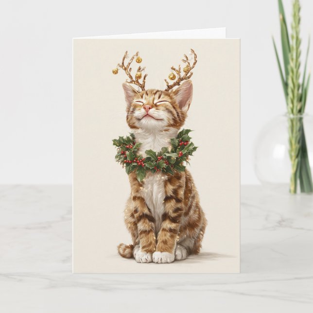 Carte Chat de Noël fantaisiste (Devant)