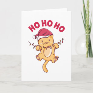 Carte Chat de Noël Ho Ho Ho