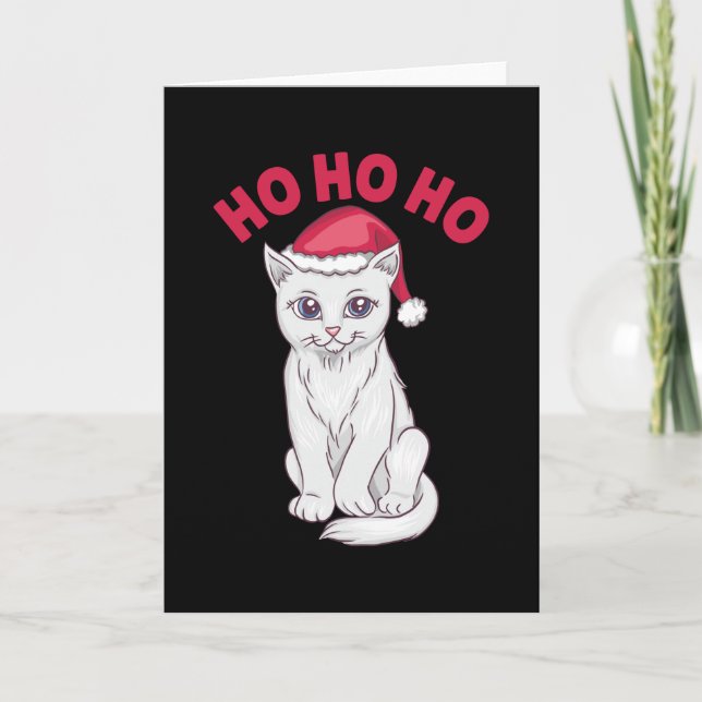 Carte Chat de Noël Ho Ho Ho (Devant)