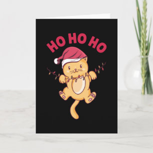 Carte Chat de Noël Ho Ho Ho