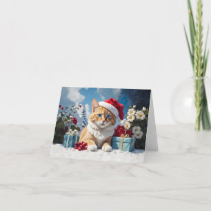 Carte chat de Noël mignon