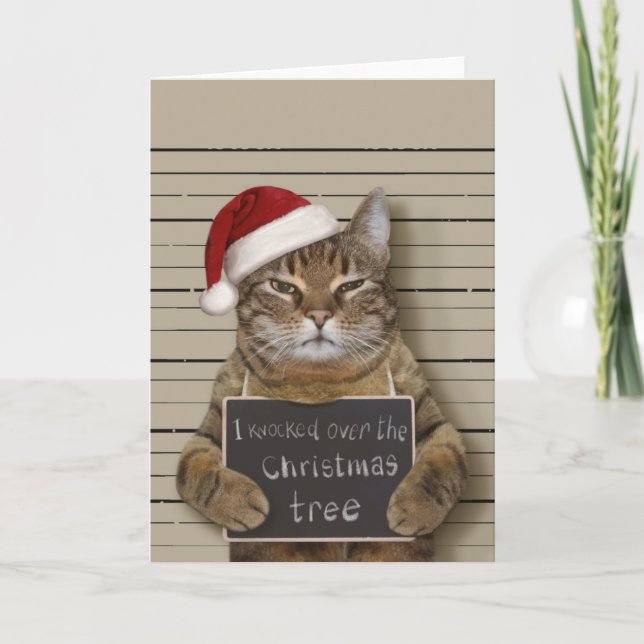 Carte Chat de Noël Mugshot (Devant)