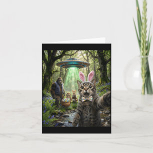 Carte Chat de Pâques drôle selfie avec des lapins Bigfoo
