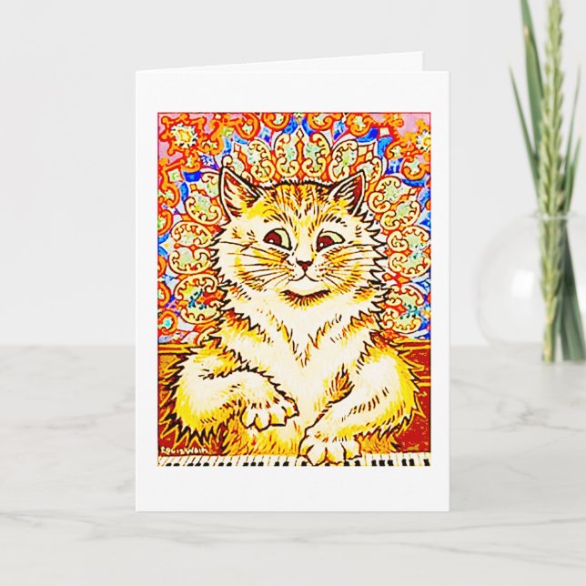 Carte Chat de piano orange psychédélique, Louis Wain, (Devant)